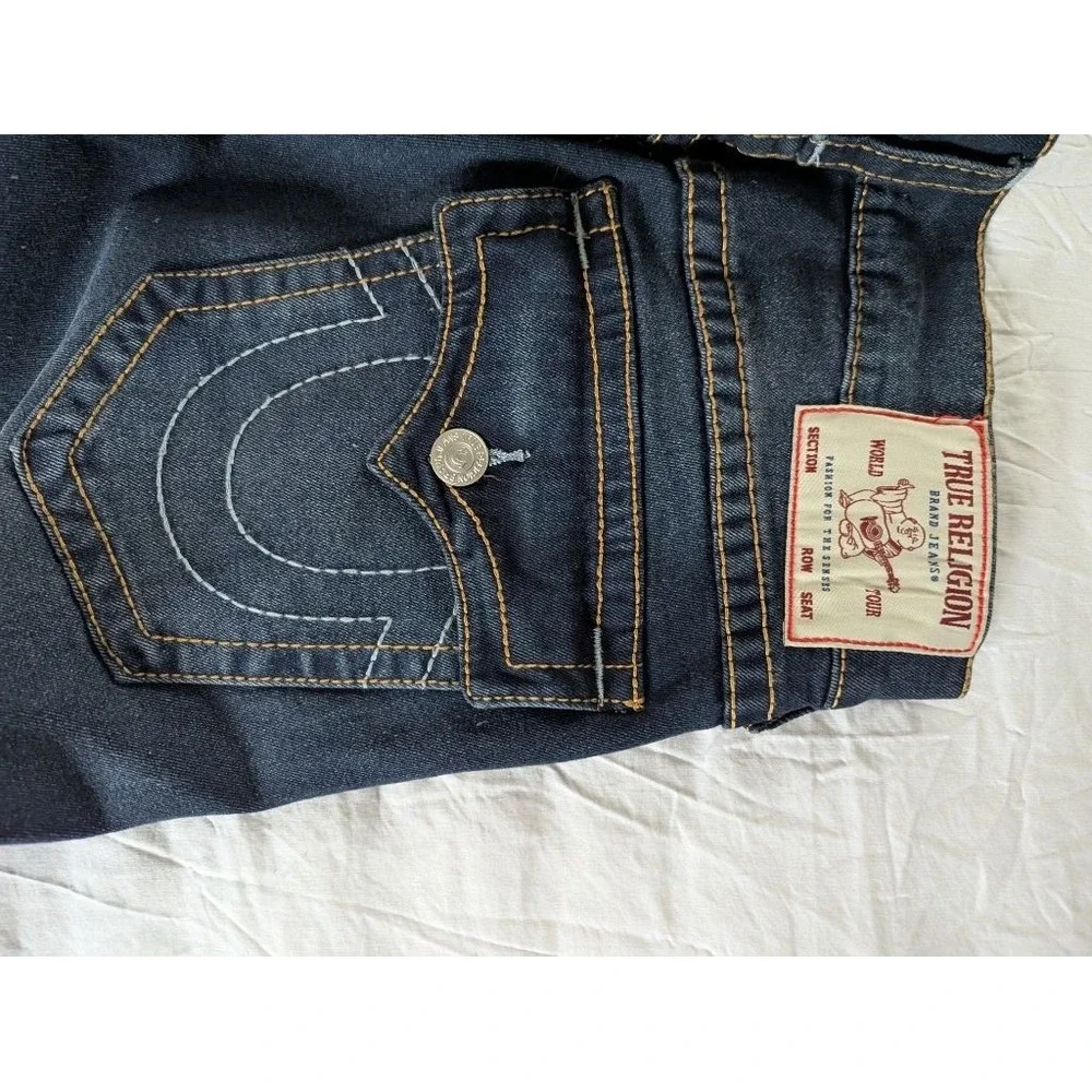 True Religion NWT‎ Ricky Relaxed Straight Jeans Dark Wash Big Flap Mens 34x34
